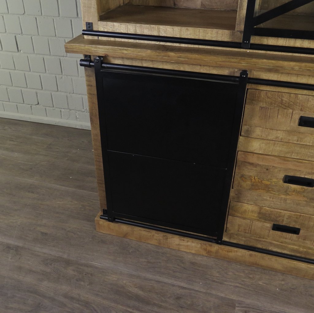 Bücherschrank Vitrine Mangoholz 1,20 m - immagine 9