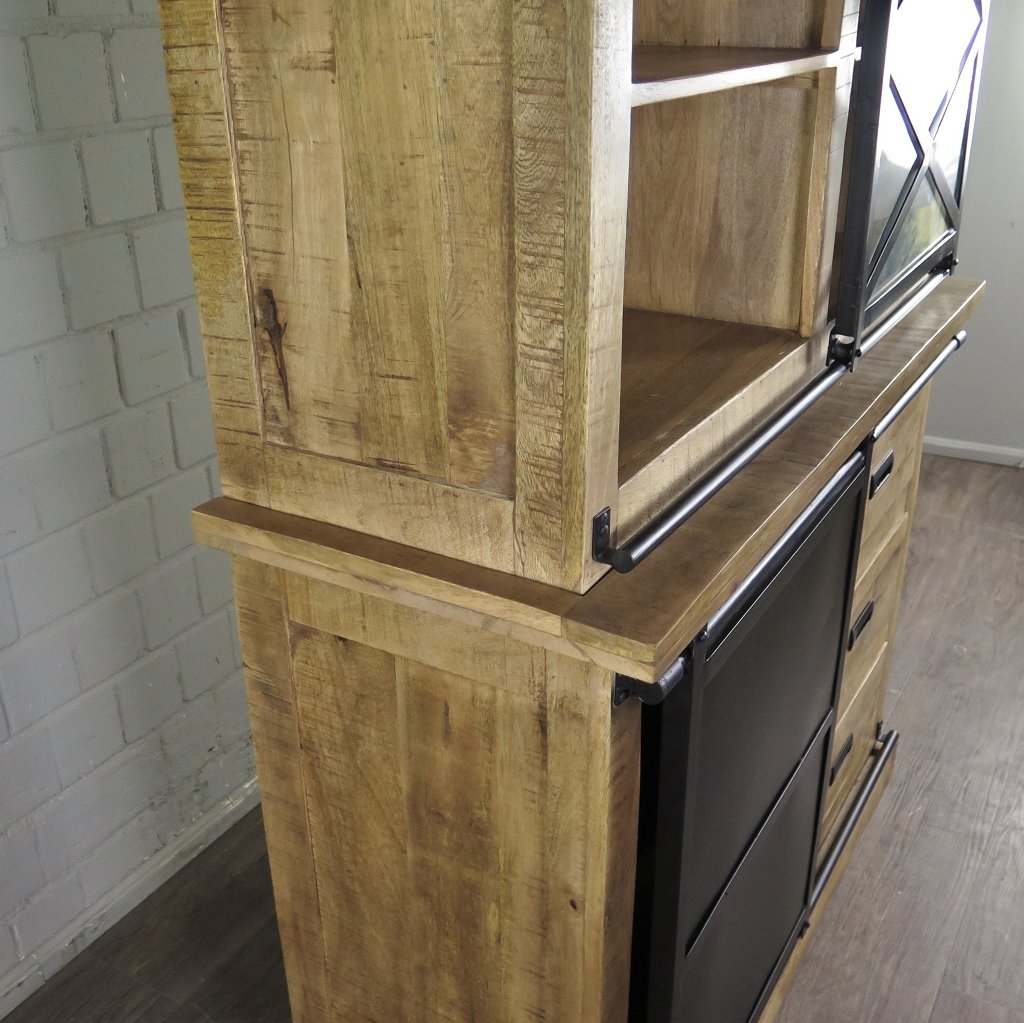 Bücherschrank Vitrine Mangoholz 1,20 m - immagine 11