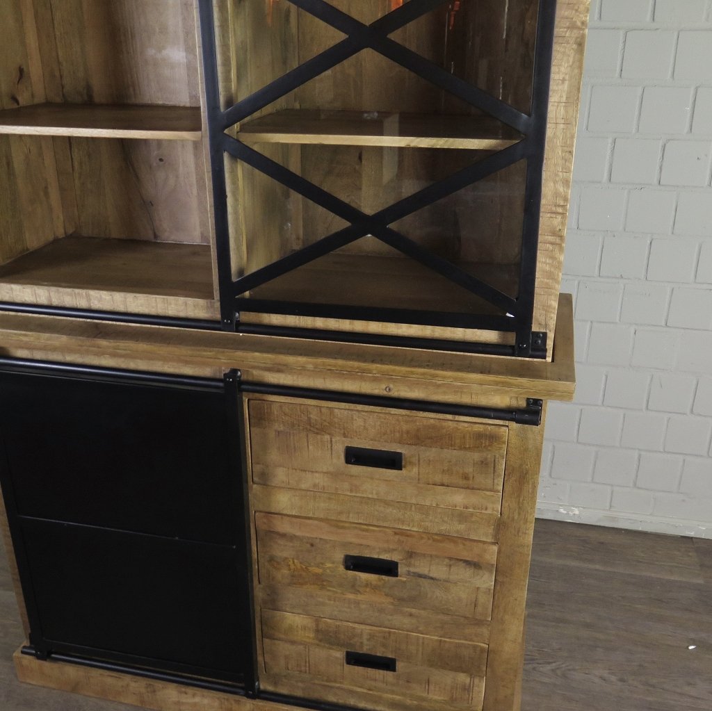 Bücherschrank Vitrine Mangoholz 1,20 m - immagine 14