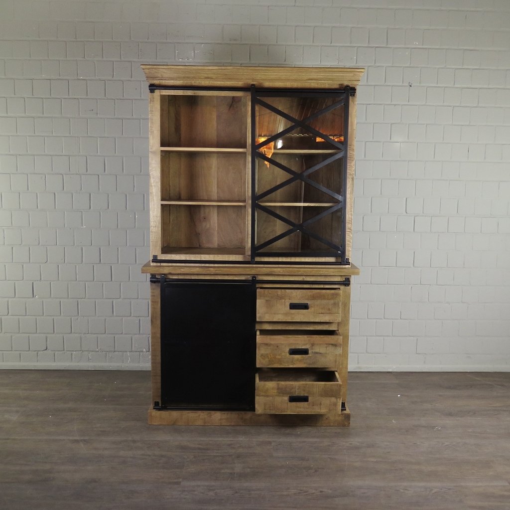Bücherschrank Vitrine Mangoholz 1,20 m - immagine 15