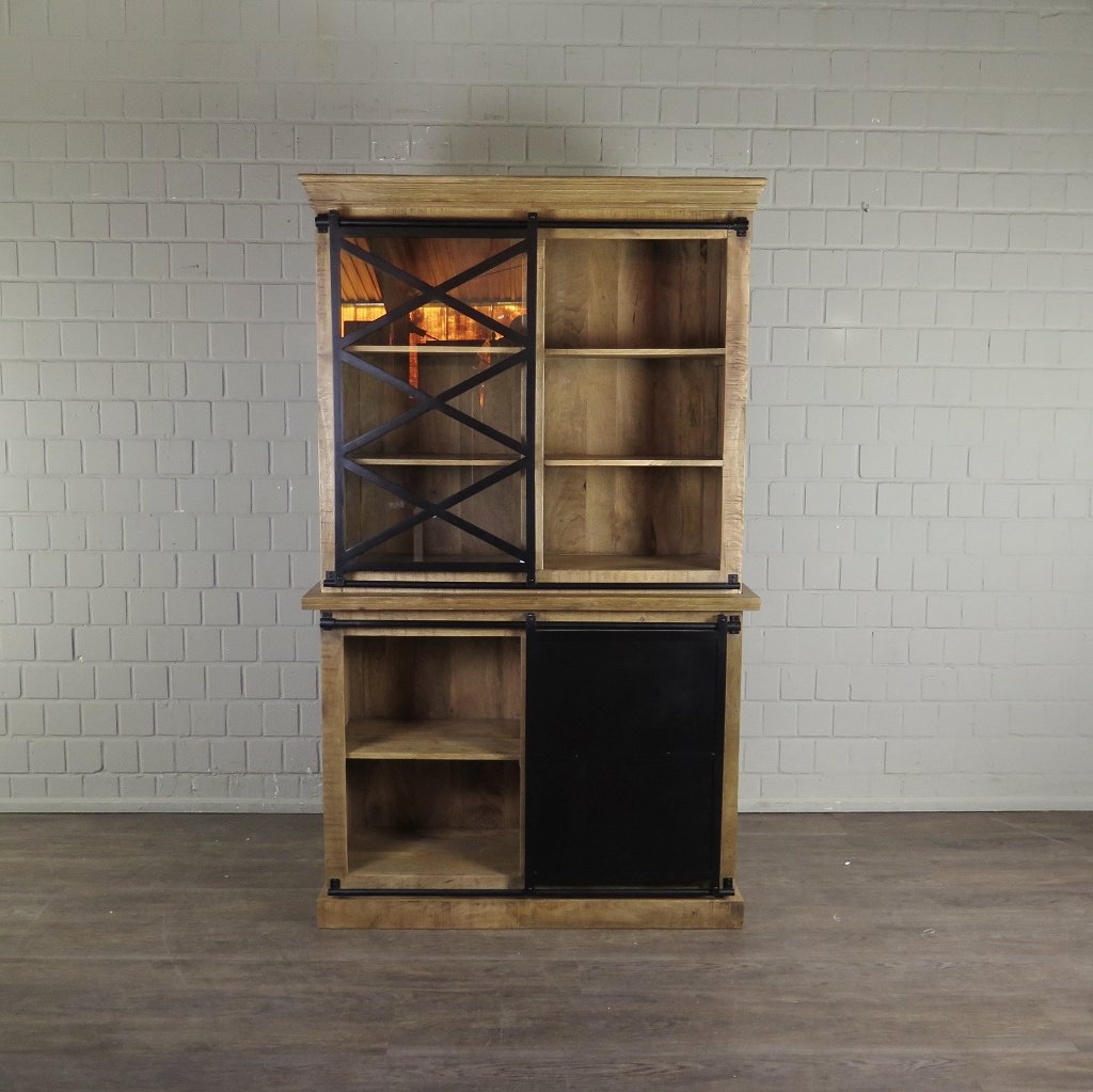 Bücherschrank Vitrine Mangoholz 1,20 m - immagine 16