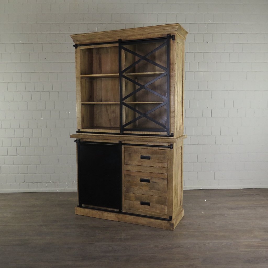 Bücherschrank Vitrine Mangoholz 1,20 m - immagine 3
