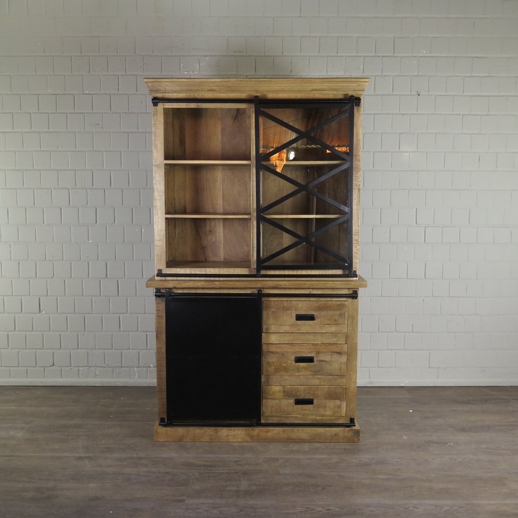 Bücherschrank Vitrine Mangoholz 1,20 m - immagine 2