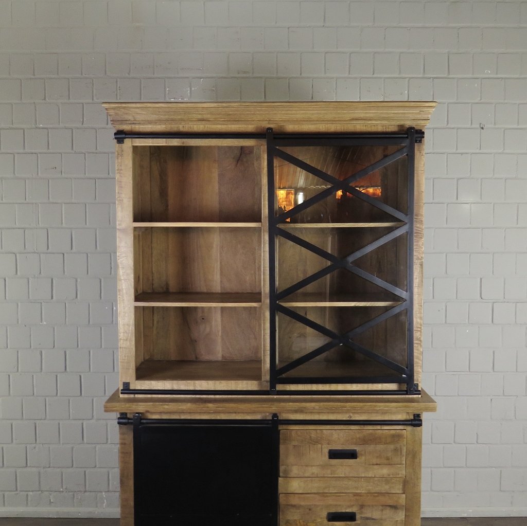 Bücherschrank Vitrine Mangoholz 1,20 m - immagine 4