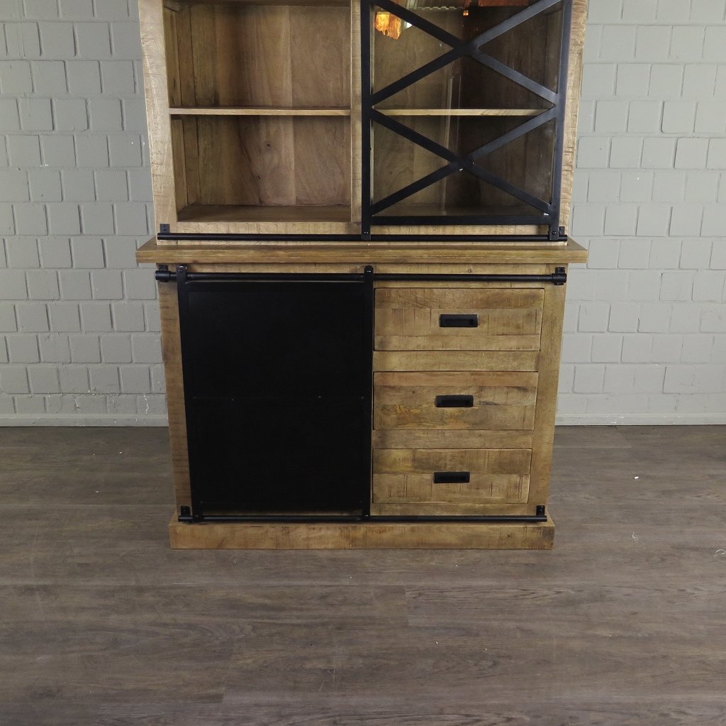 Bücherschrank Vitrine Mangoholz 1,20 m - immagine 5
