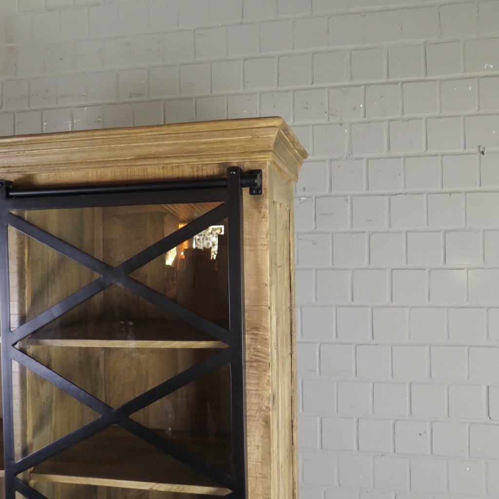 Bücherschrank Vitrine Mangoholz 1,20 m - immagine 6