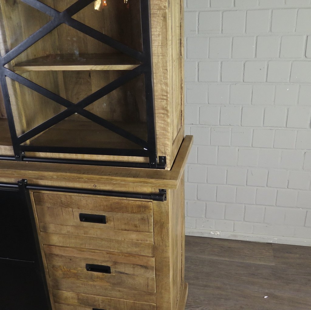 Bücherschrank Vitrine Mangoholz 1,20 m - immagine 7