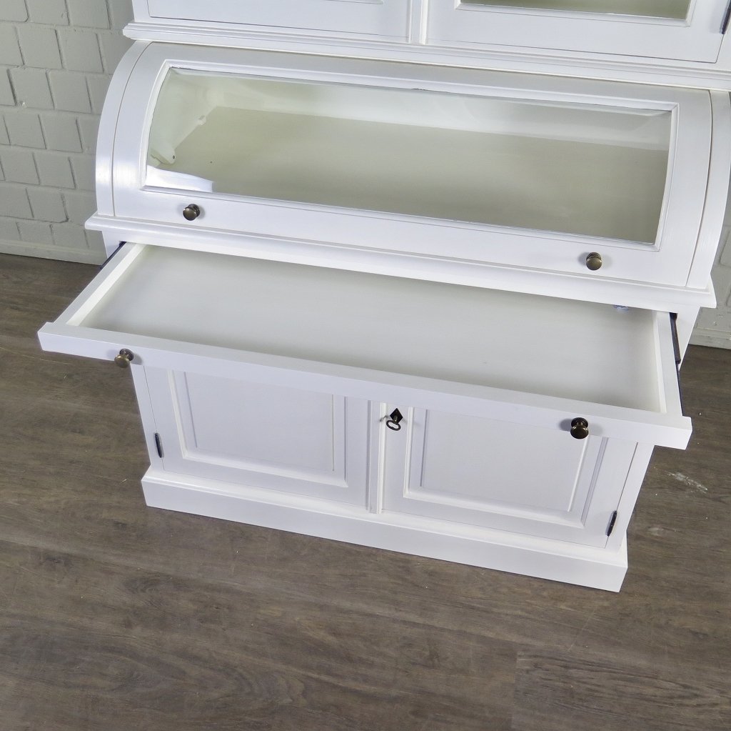Buffetschrank Vitrine 1,22 m Teakholz Weiß