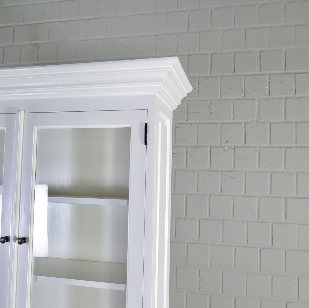Buffetschrank Vitrine 1,22 m Teakholz Weiß