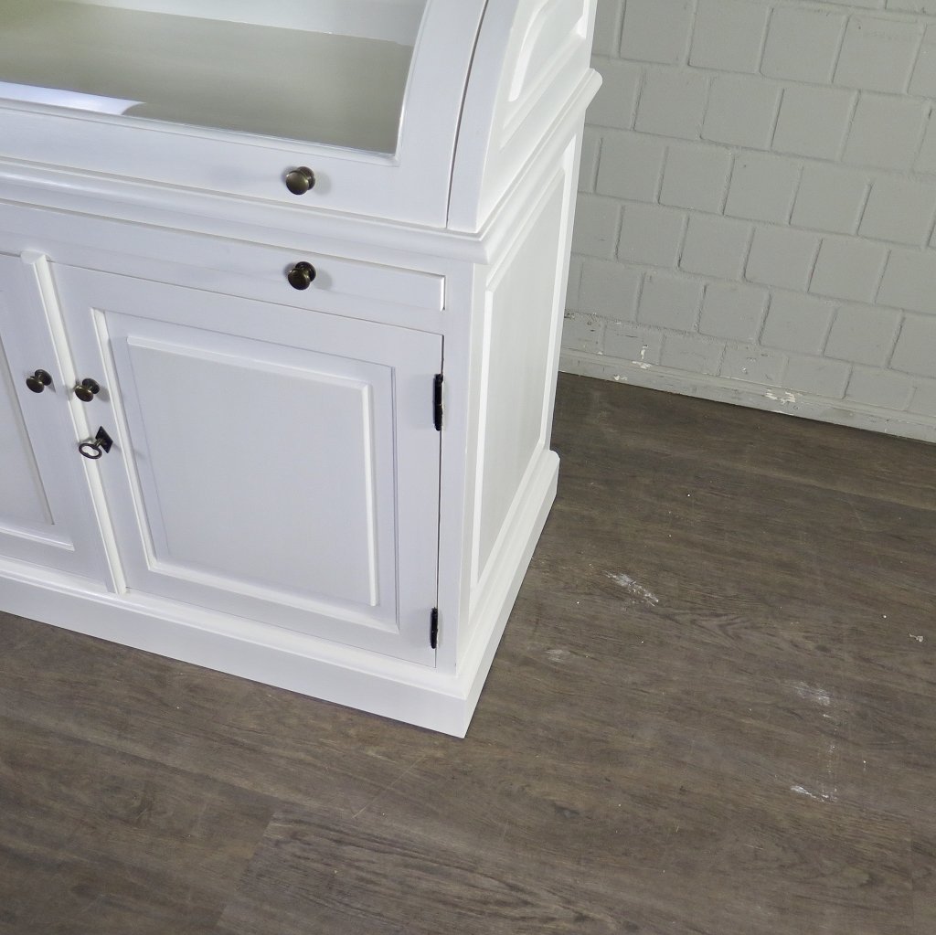 Buffetschrank Vitrine 1,22 m Teakholz Weiß