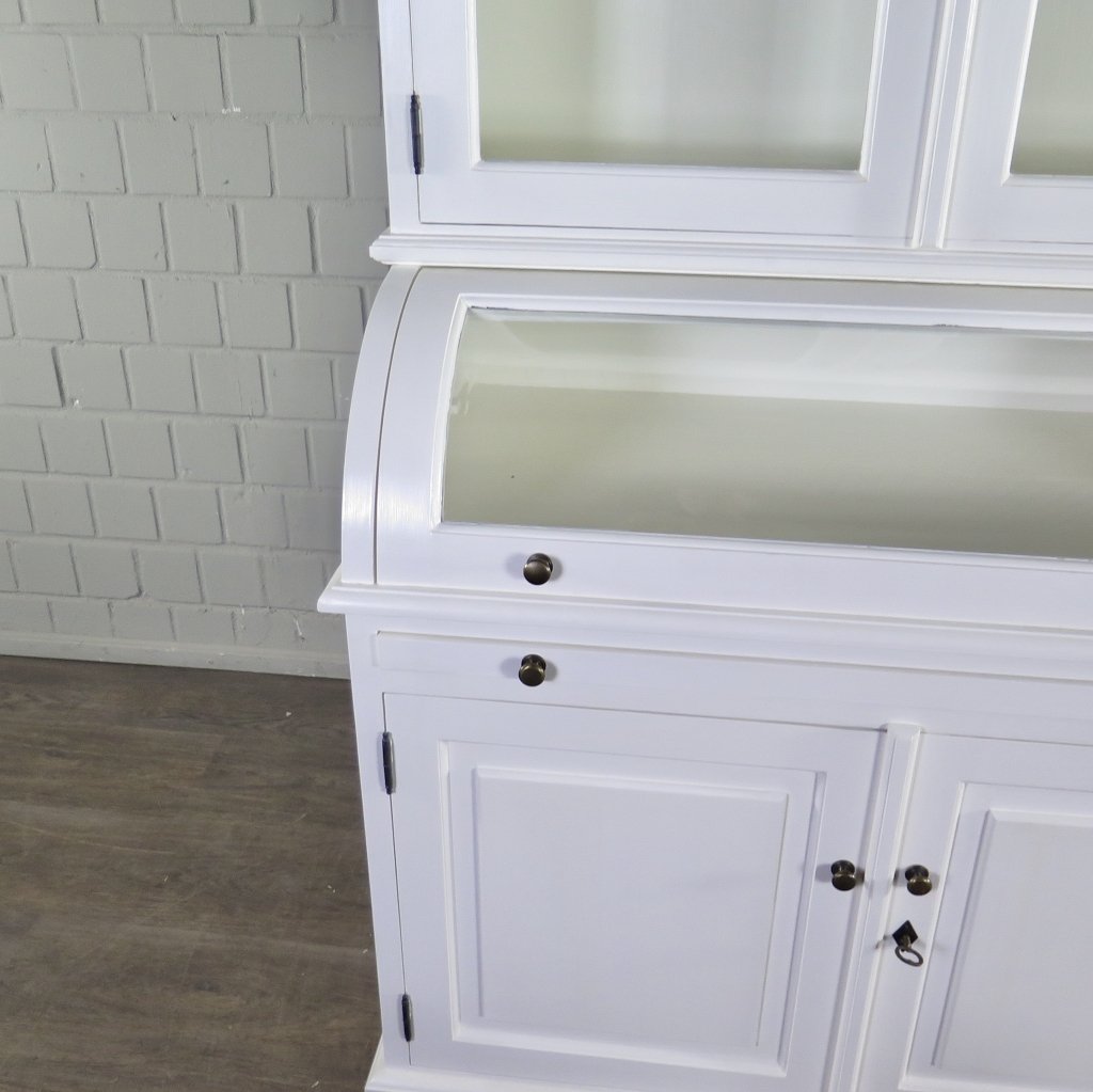 Buffetschrank Vitrine 1,22 m Teakholz Weiß