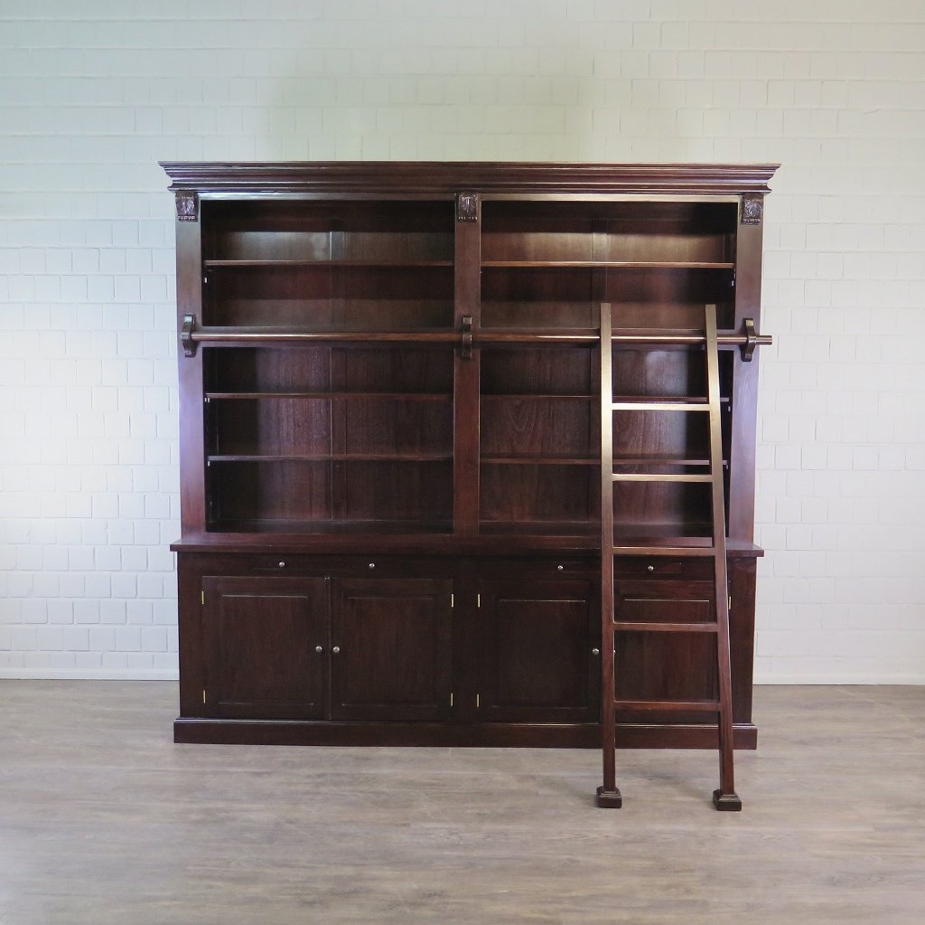 Bibliotheksschrank Schrank Mahagoni 2,40 m