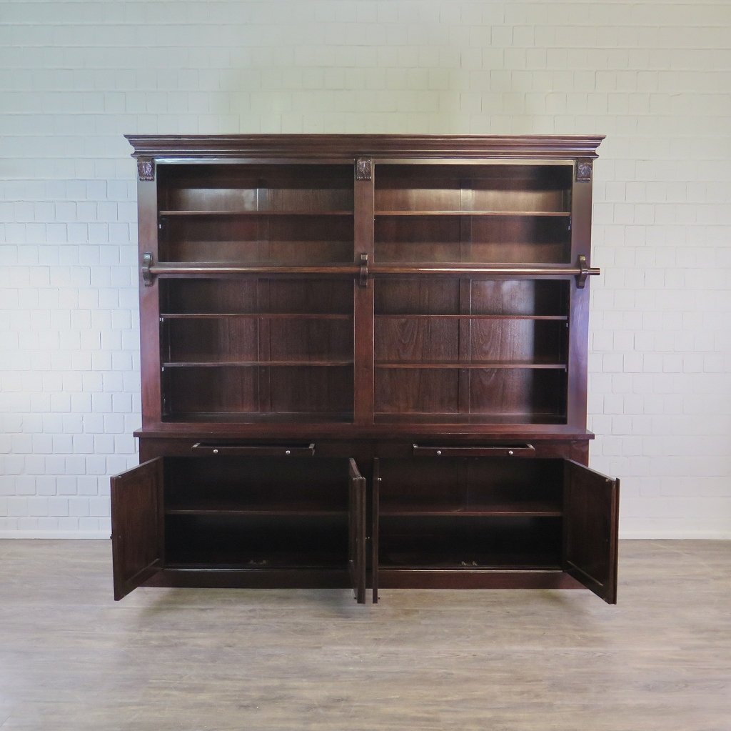Bibliotheksschrank Schrank Mahagoni 2,40 m
