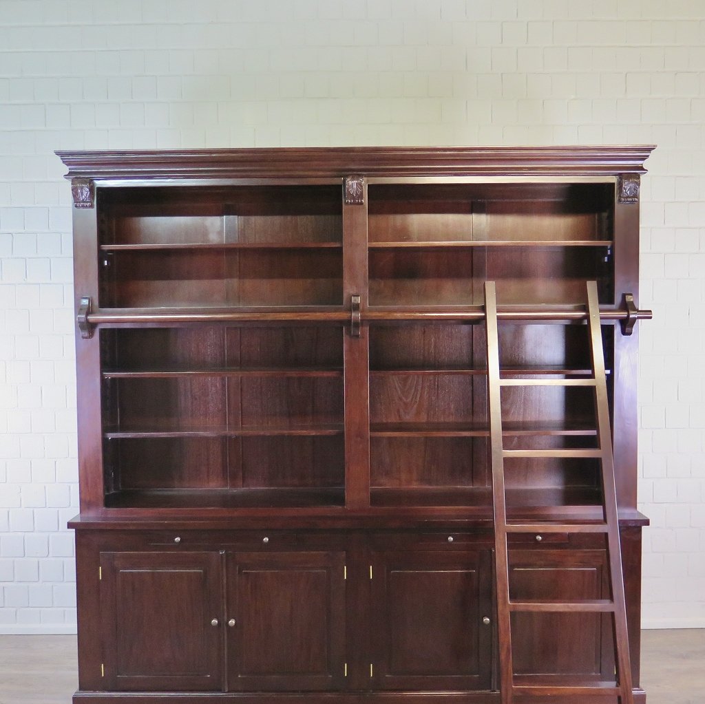 Bibliotheksschrank Schrank Mahagoni 2,40 m