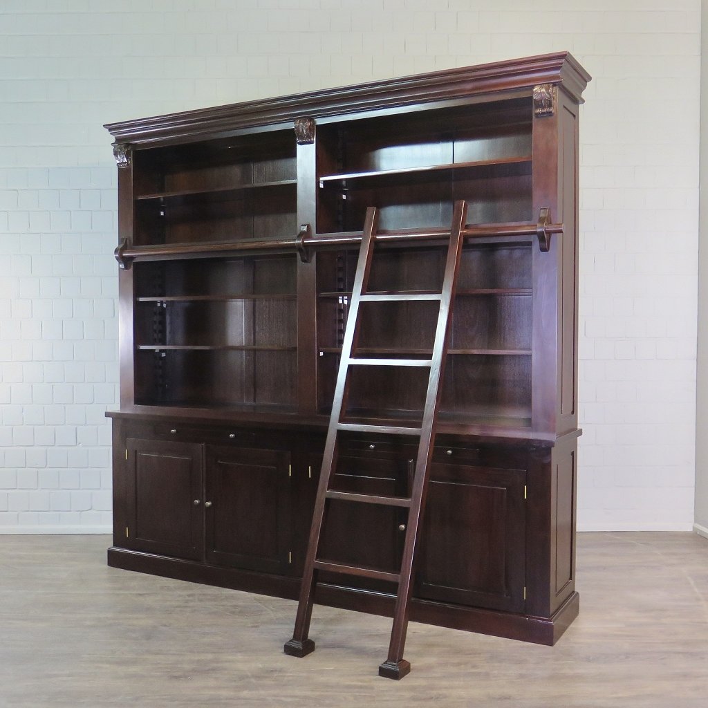 Bibliotheksschrank Schrank Mahagoni 2,40 m