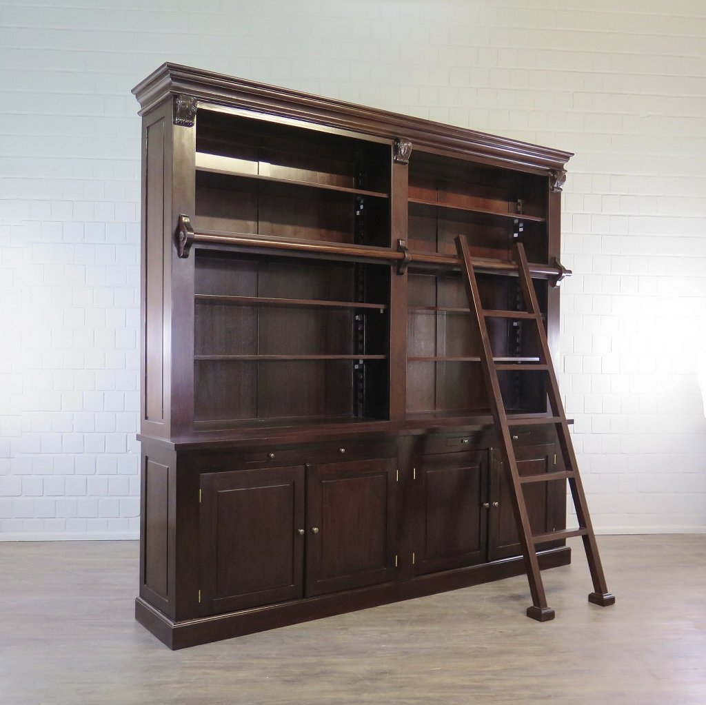 Bibliotheksschrank Schrank Mahagoni 2,40 m