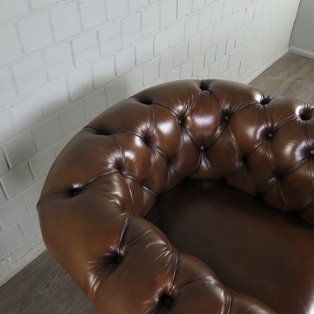 Chesterfield Sessel Leder Cognac