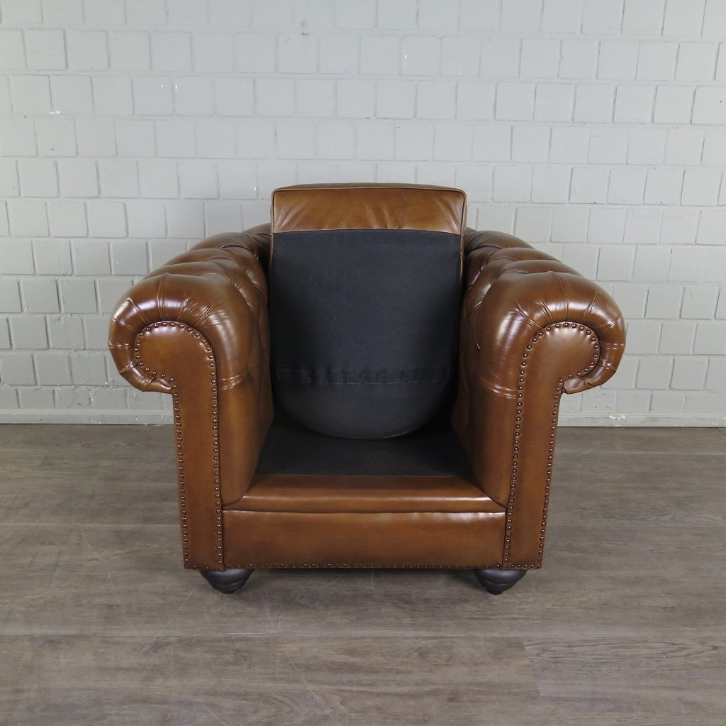 Chesterfield Sessel Leder Cognac