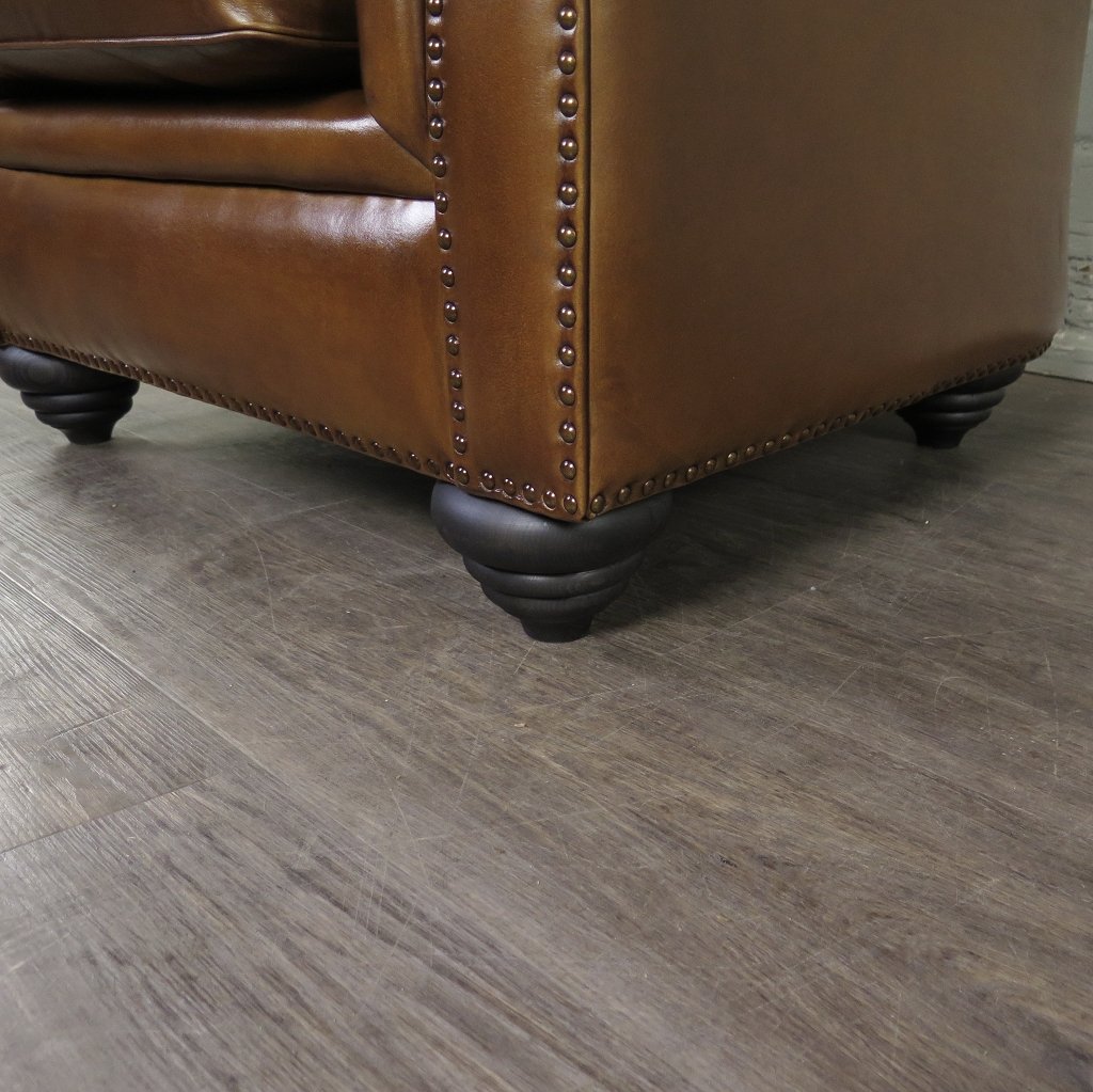 Chesterfield Sessel Leder Cognac