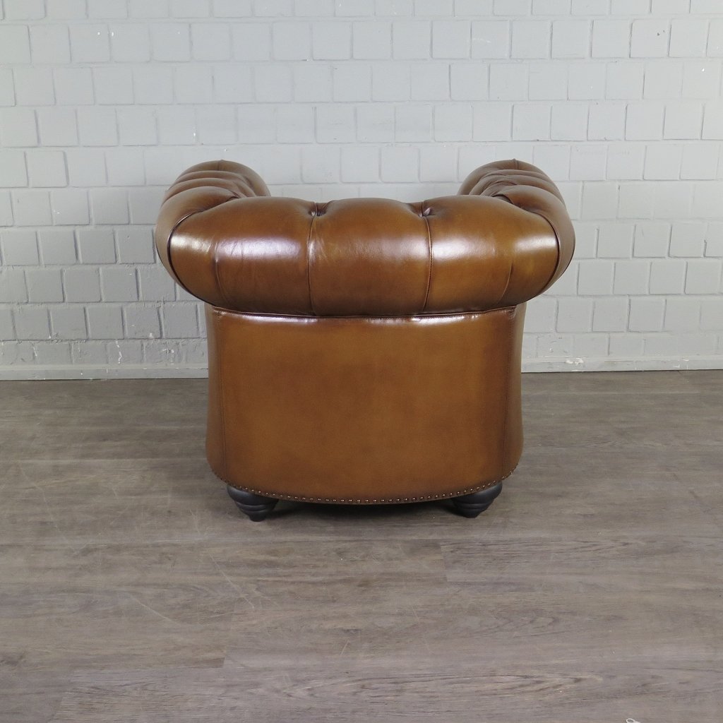 Chesterfield Sessel Leder Cognac