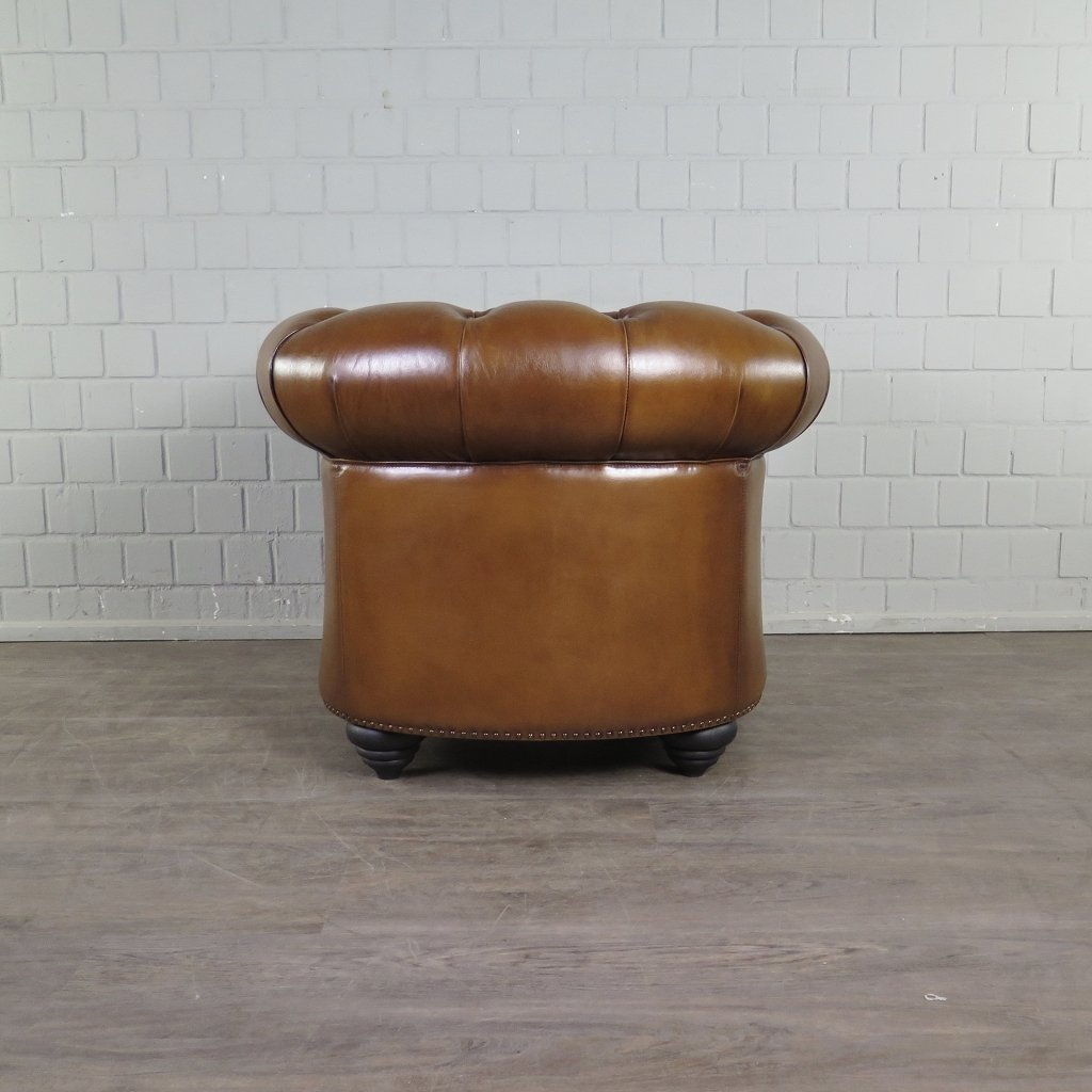 Chesterfield Sessel Leder Cognac