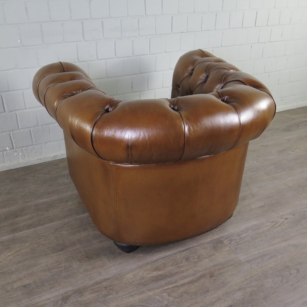 Chesterfield Sessel Leder Cognac
