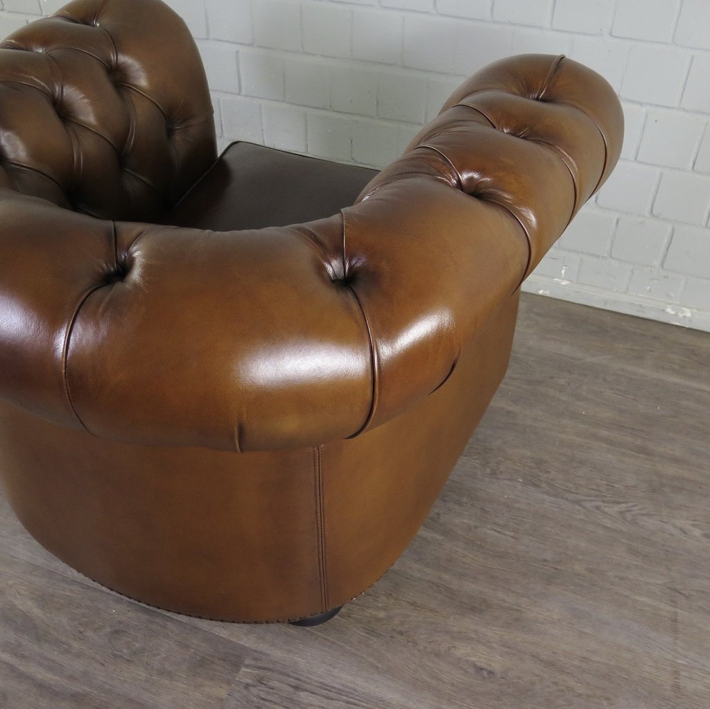 Chesterfield Sessel Leder Cognac