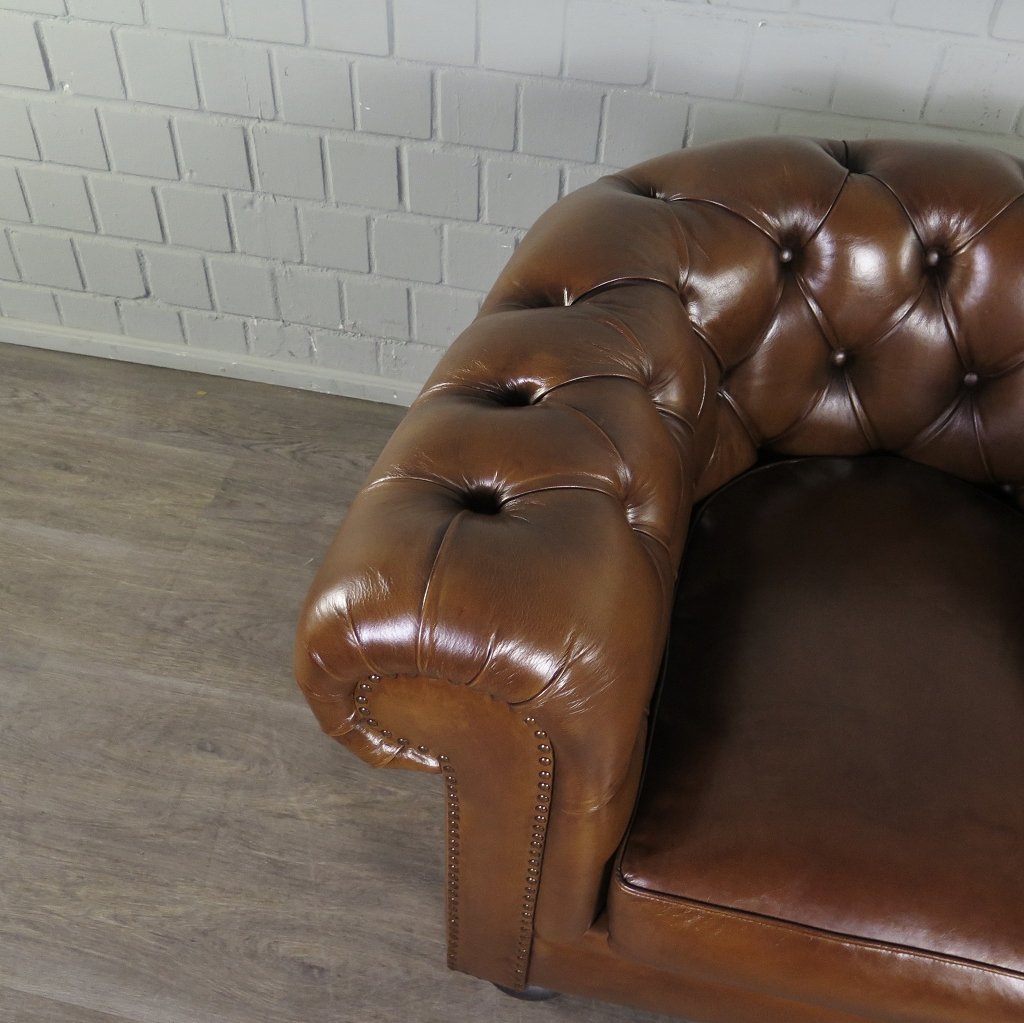 Chesterfield Sessel Leder Cognac