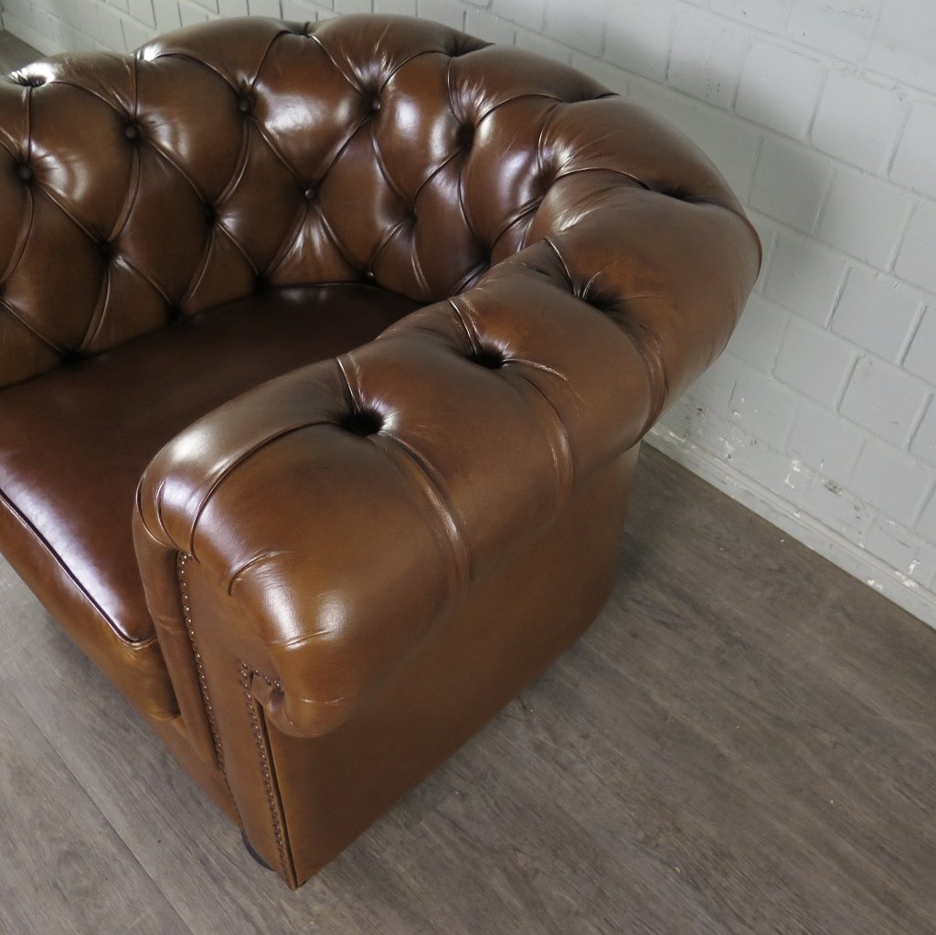 Chesterfield Sessel Leder Cognac