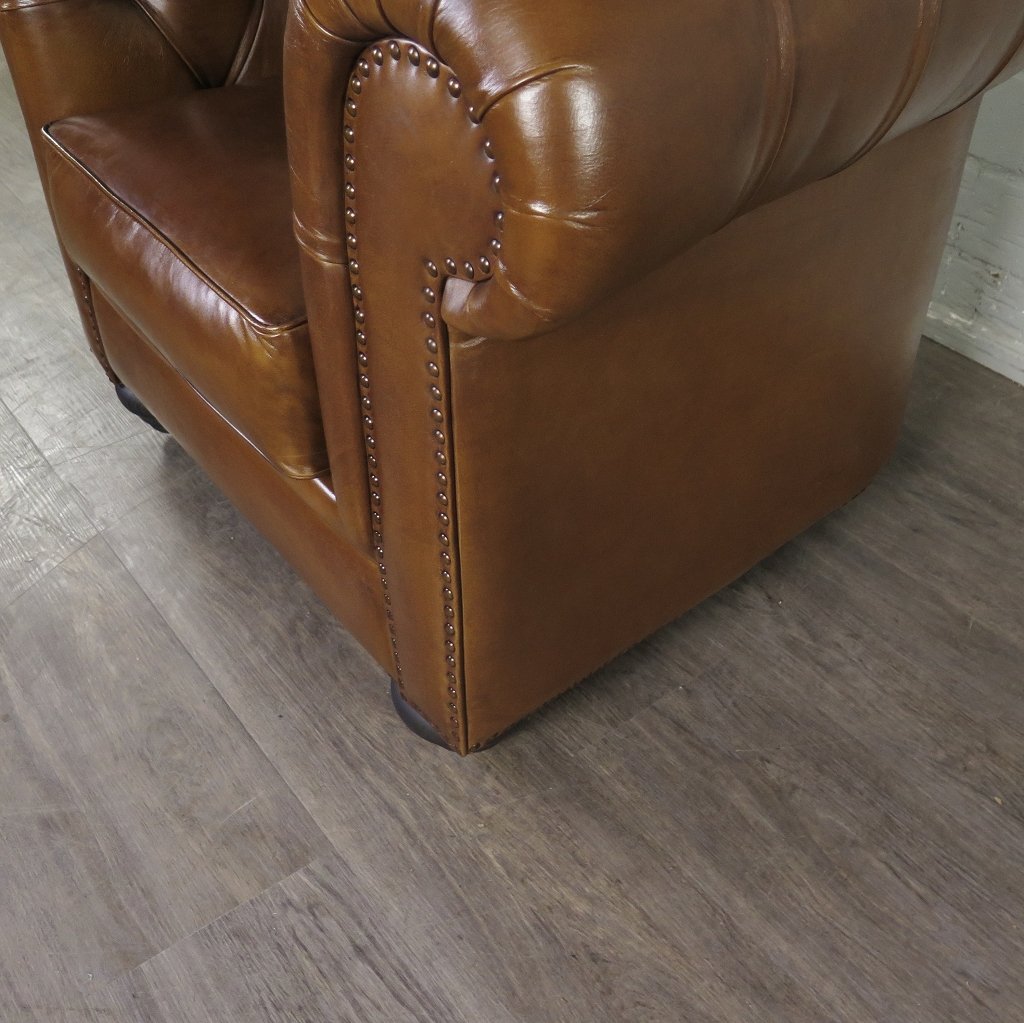 Chesterfield Sessel Leder Cognac