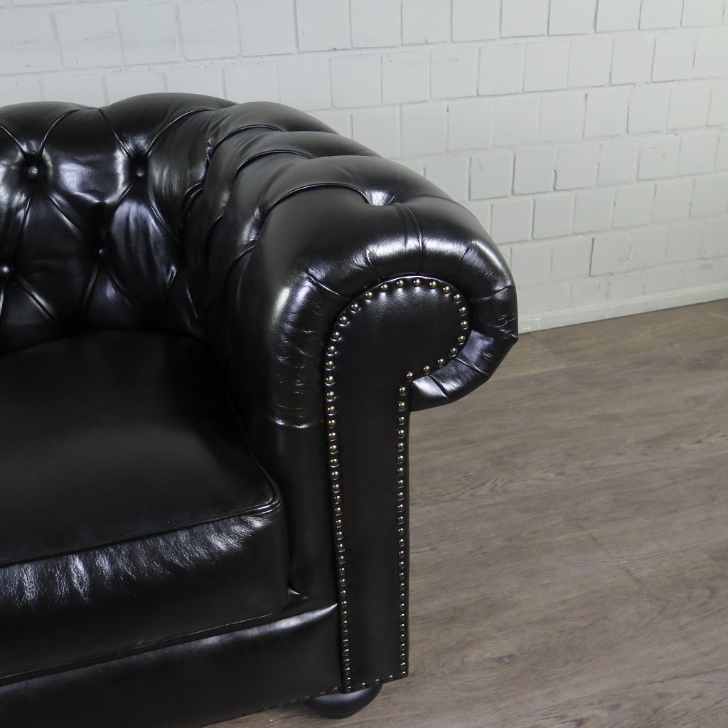 Chesterfield Sessel Leder Schwarz
