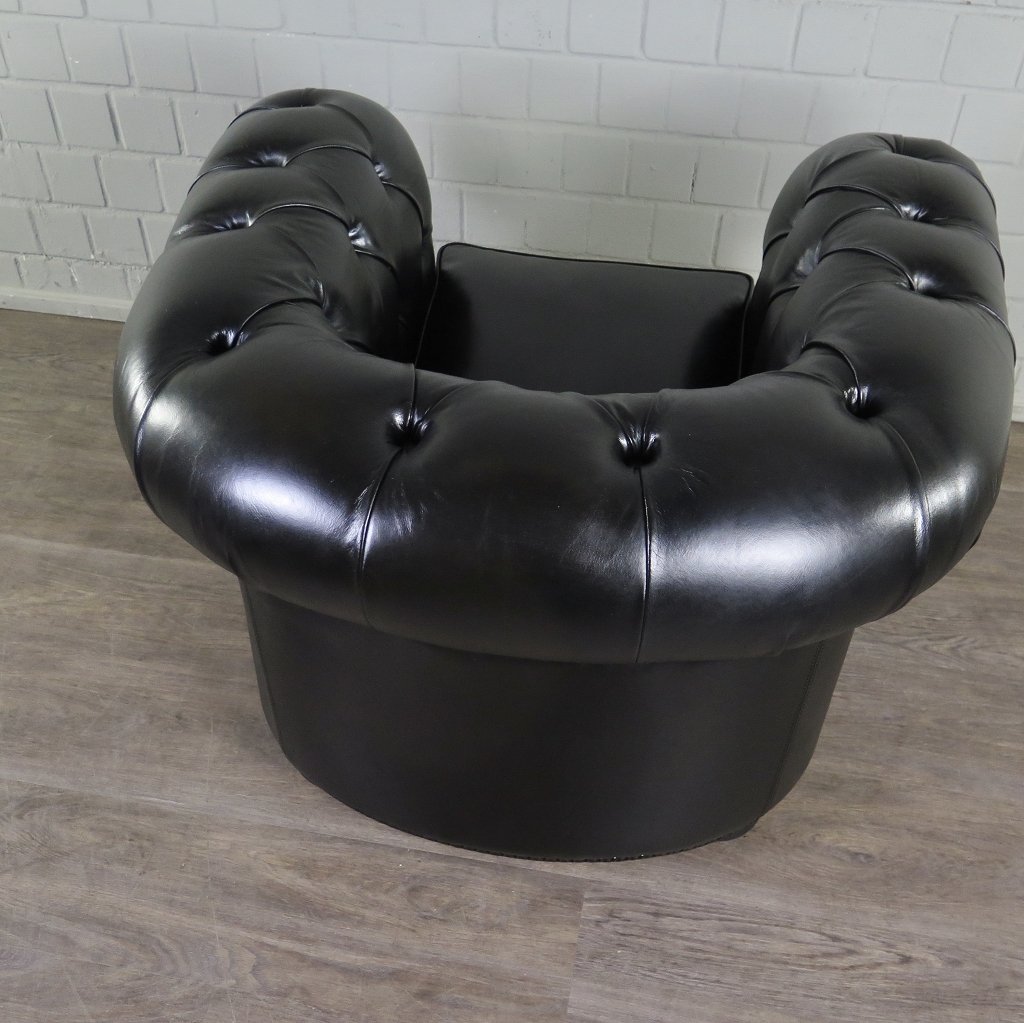 Chesterfield Sessel Leder Schwarz