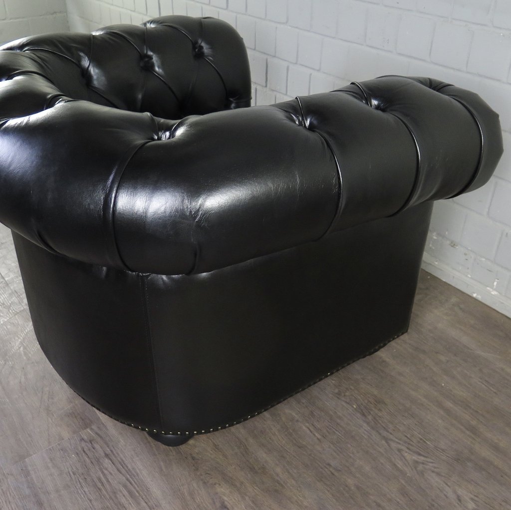 Chesterfield Sessel Leder Schwarz