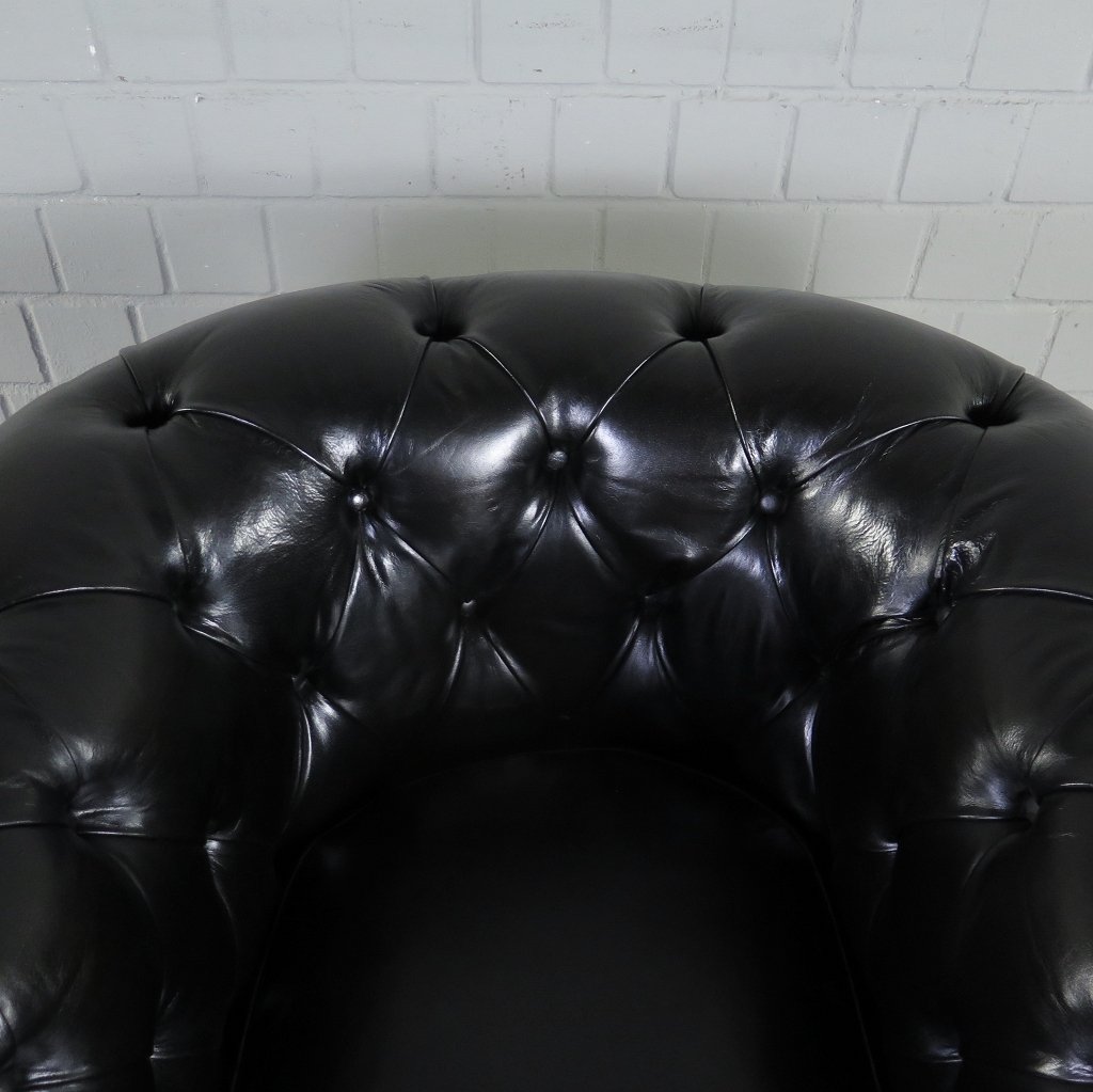 Chesterfield Sessel Leder Schwarz
