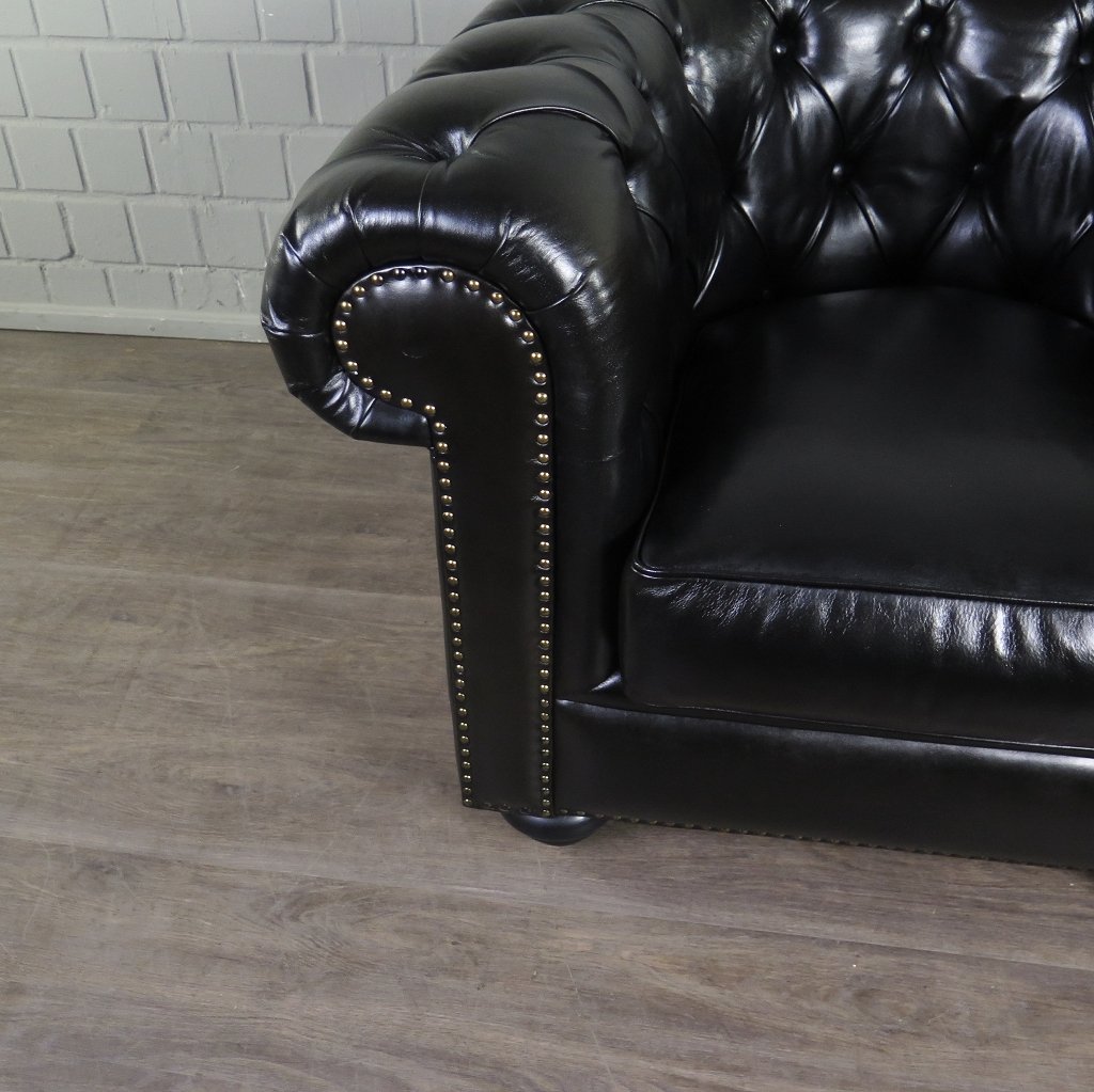 Chesterfield Sessel Leder Schwarz