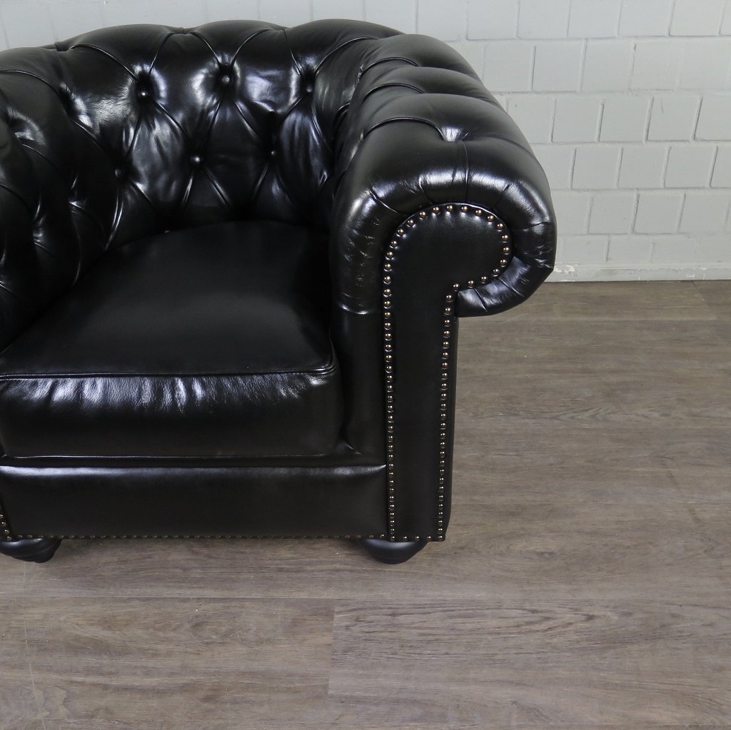 Chesterfield Sessel Leder Schwarz