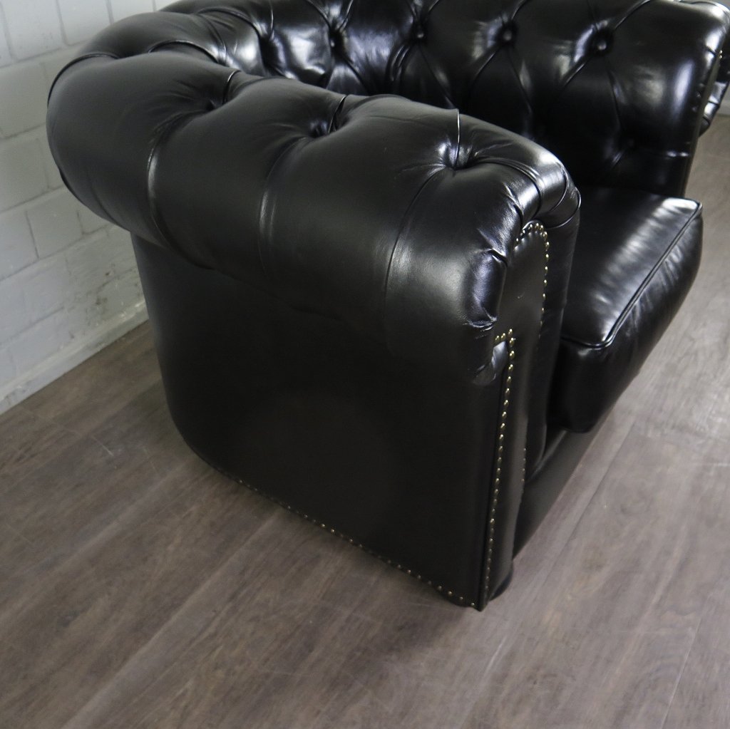 Chesterfield Sessel Leder Schwarz