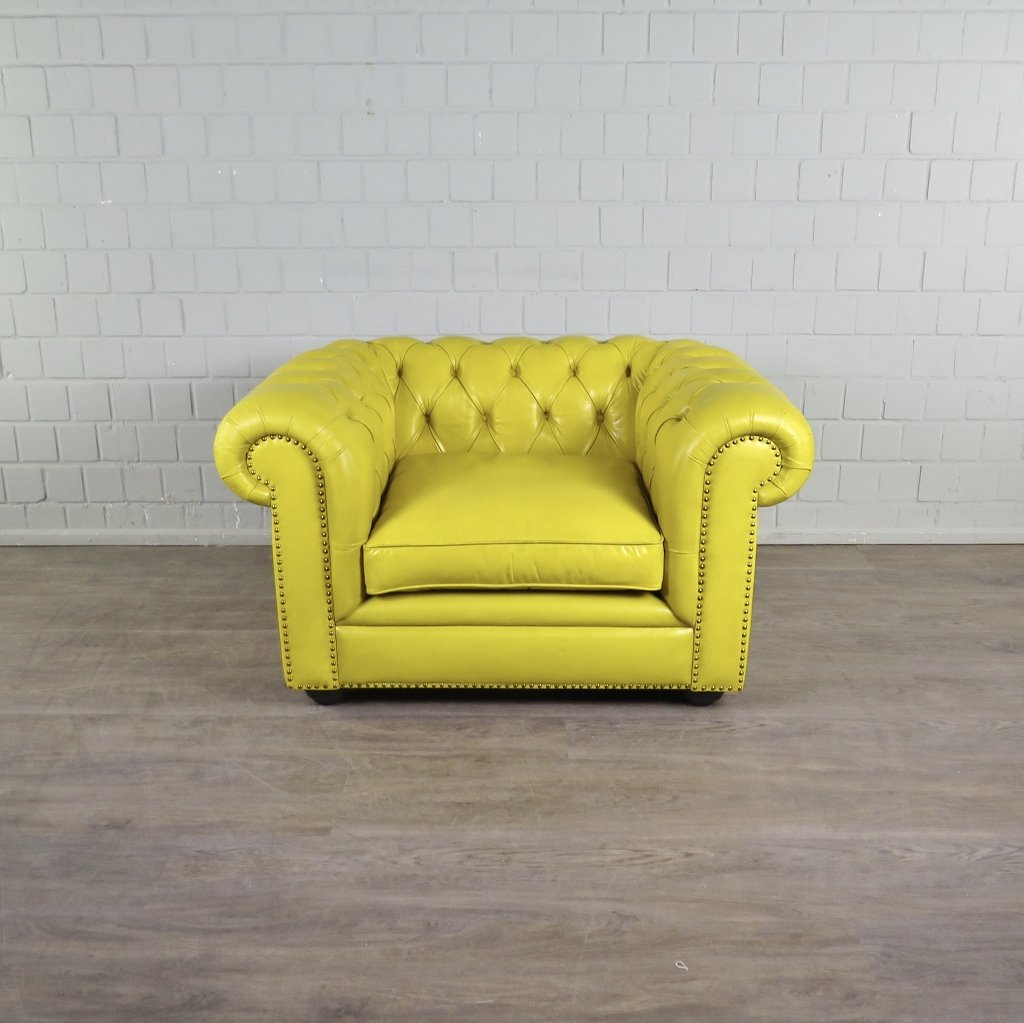 Chesterfield Sessel Leder Gelb