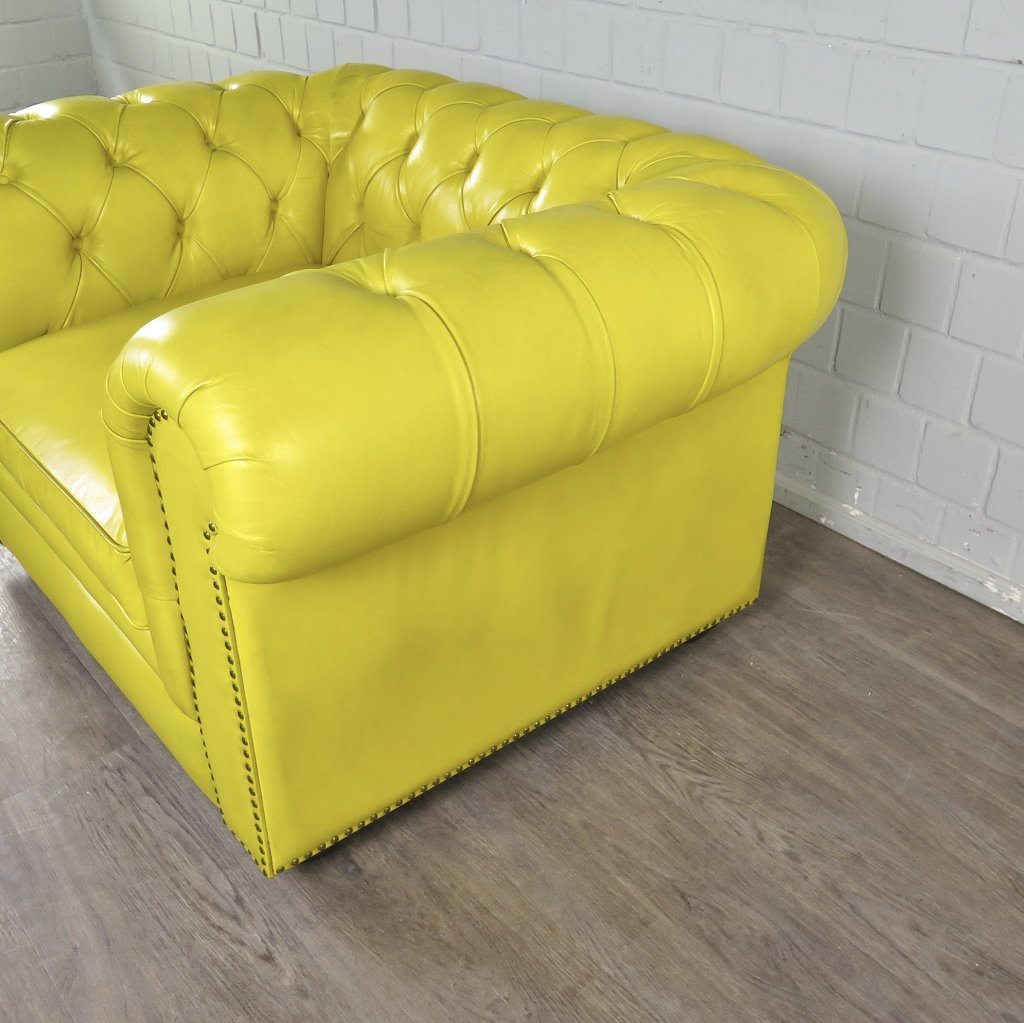 Chesterfield Sessel Leder Gelb
