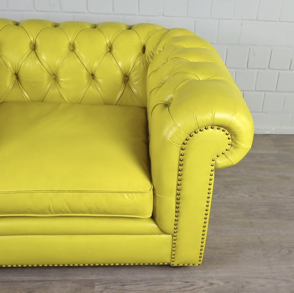 Chesterfield Sessel Leder Gelb