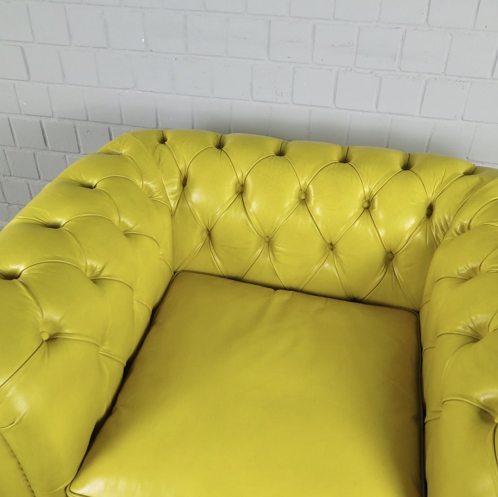 Chesterfield Sessel Leder Gelb