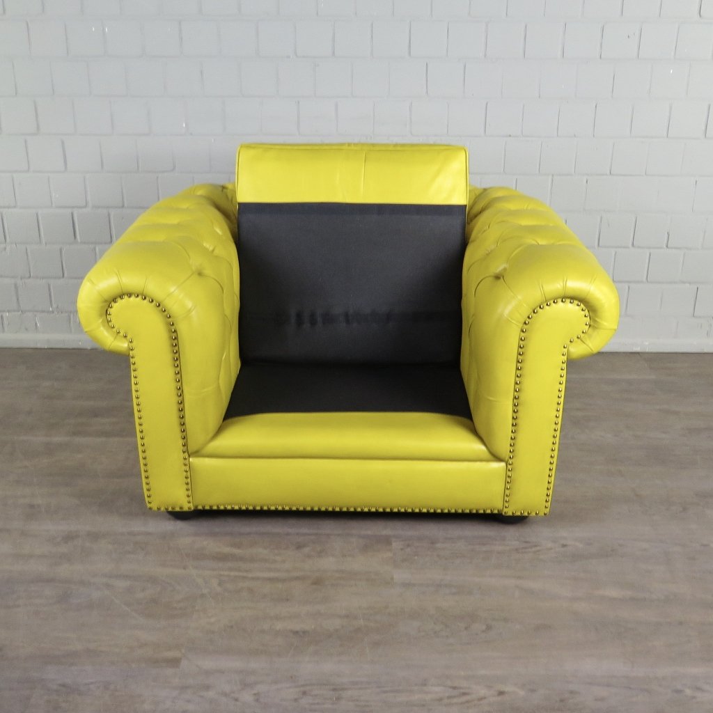 Chesterfield Sessel Leder Gelb