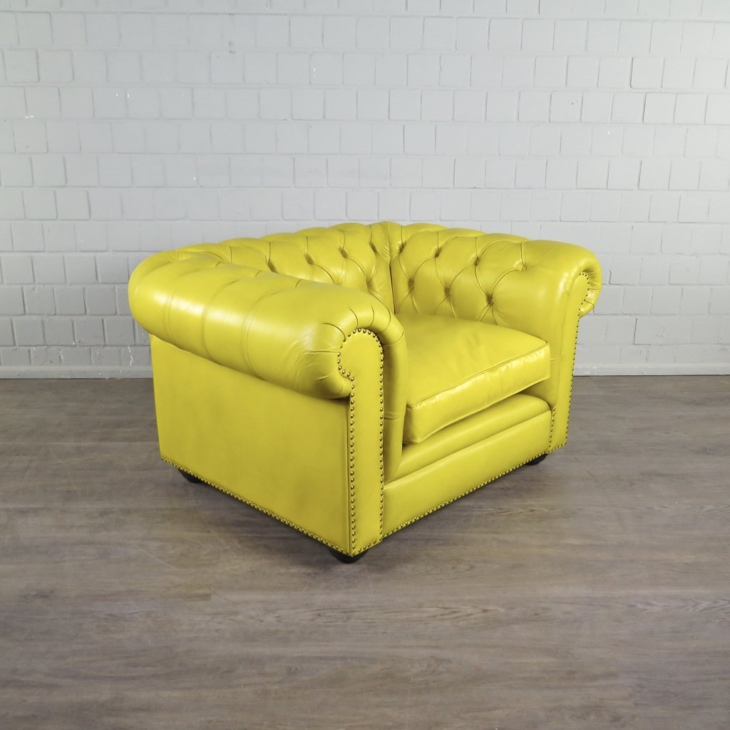 Chesterfield Sessel Leder Gelb