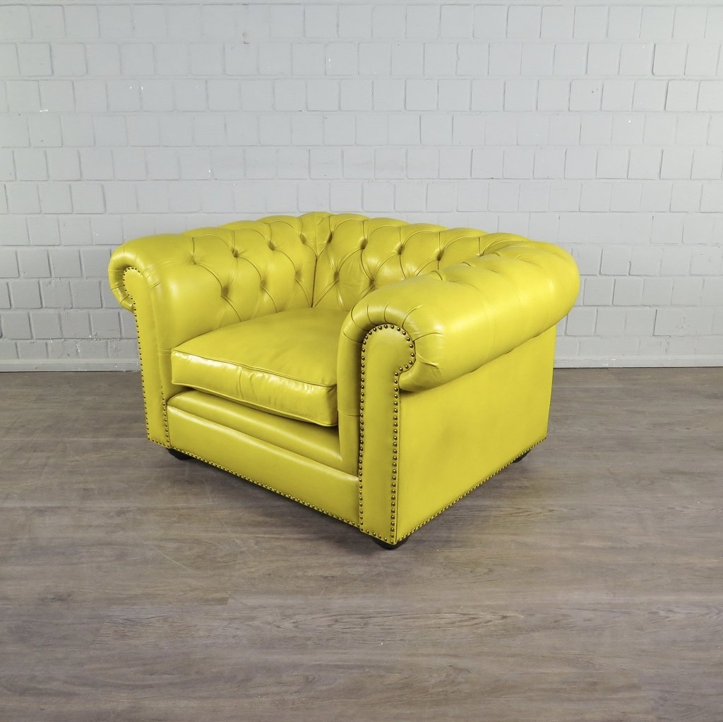 Chesterfield Sessel Leder Gelb