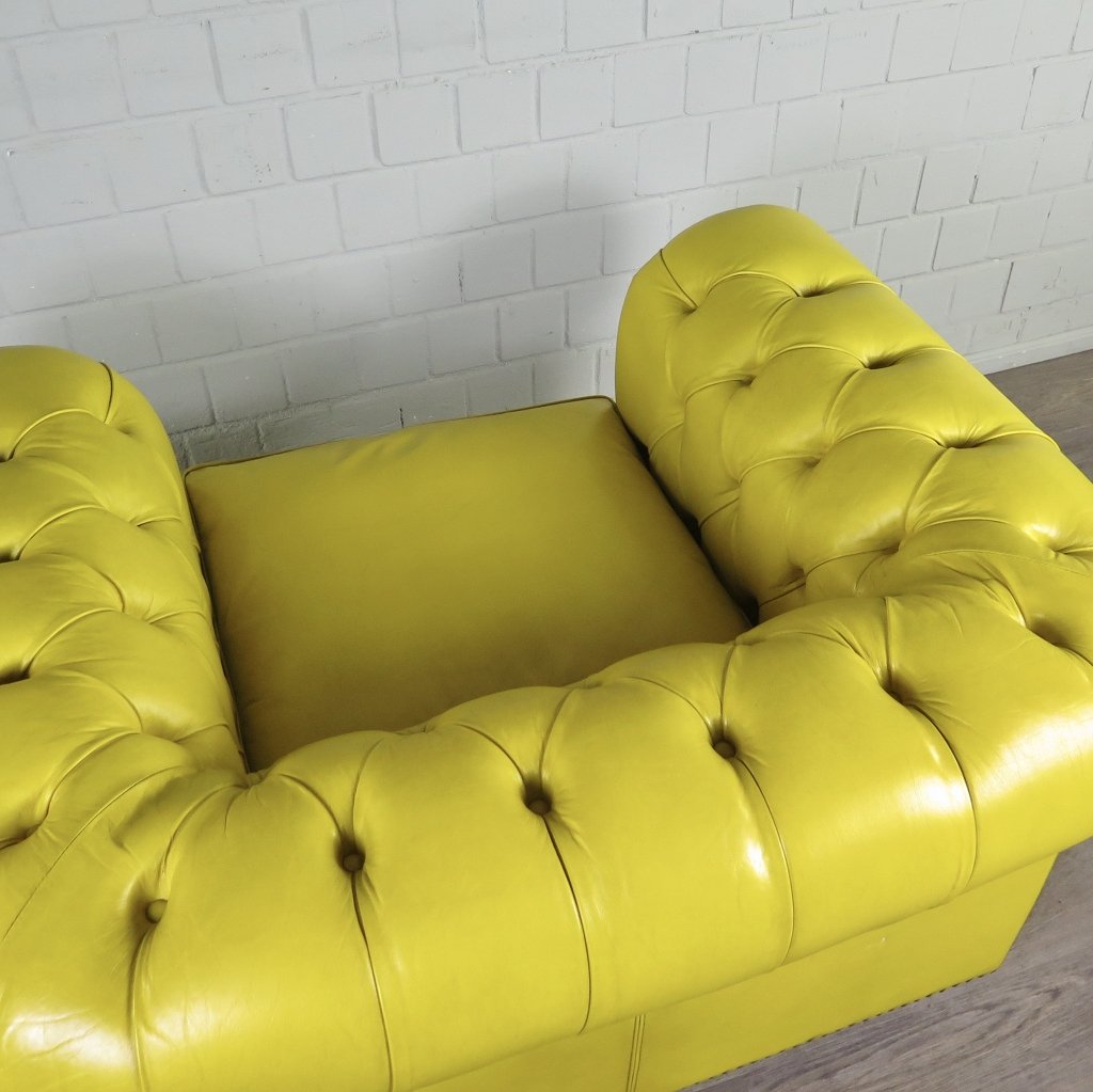 Chesterfield Sessel Leder Gelb