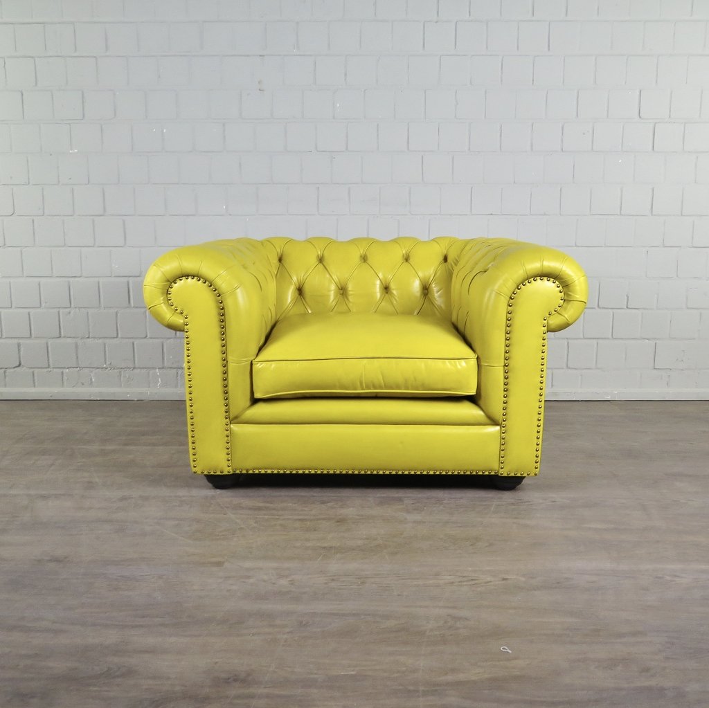 Chesterfield Sessel Leder Gelb