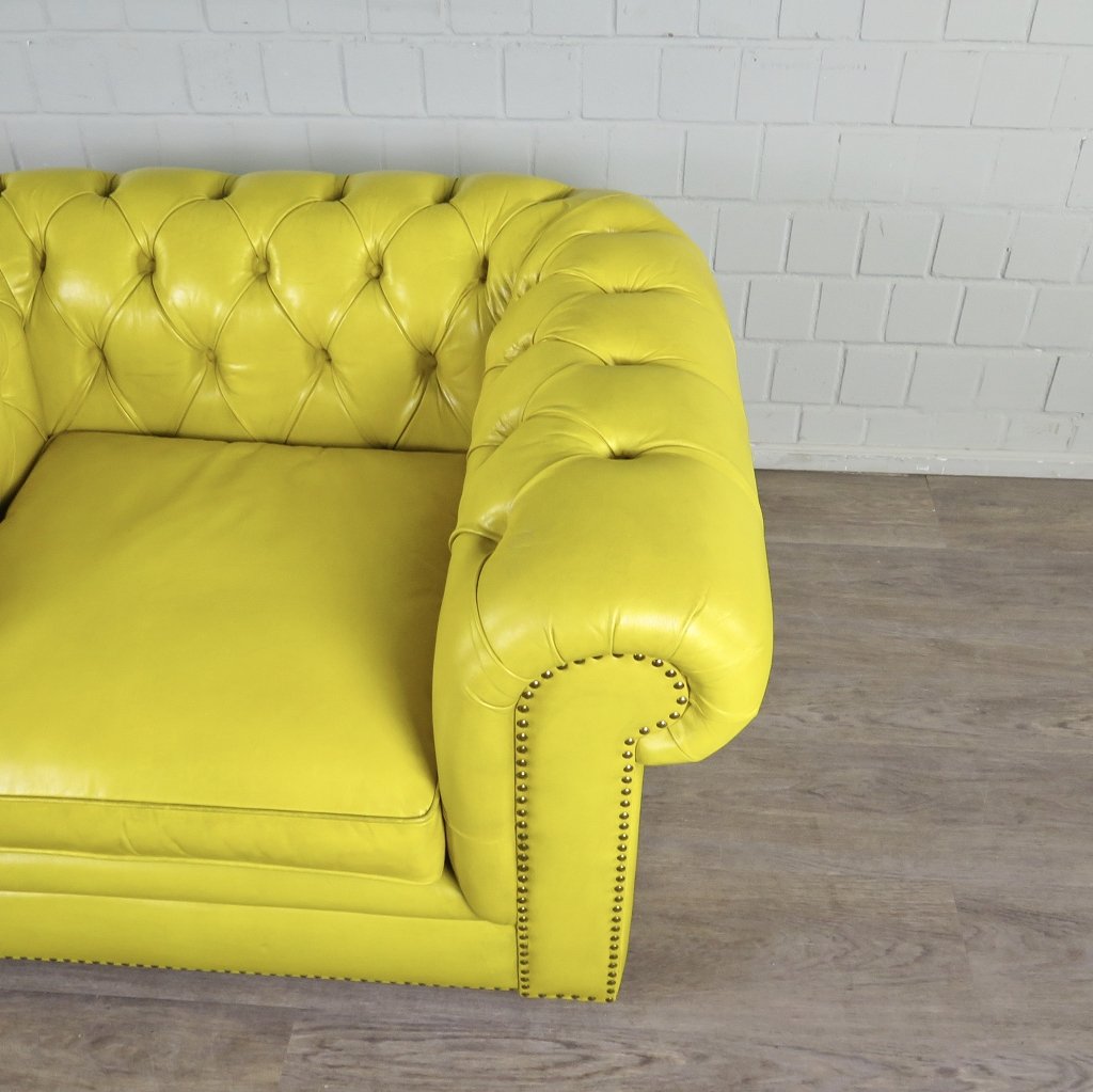 Chesterfield Sessel Leder Gelb