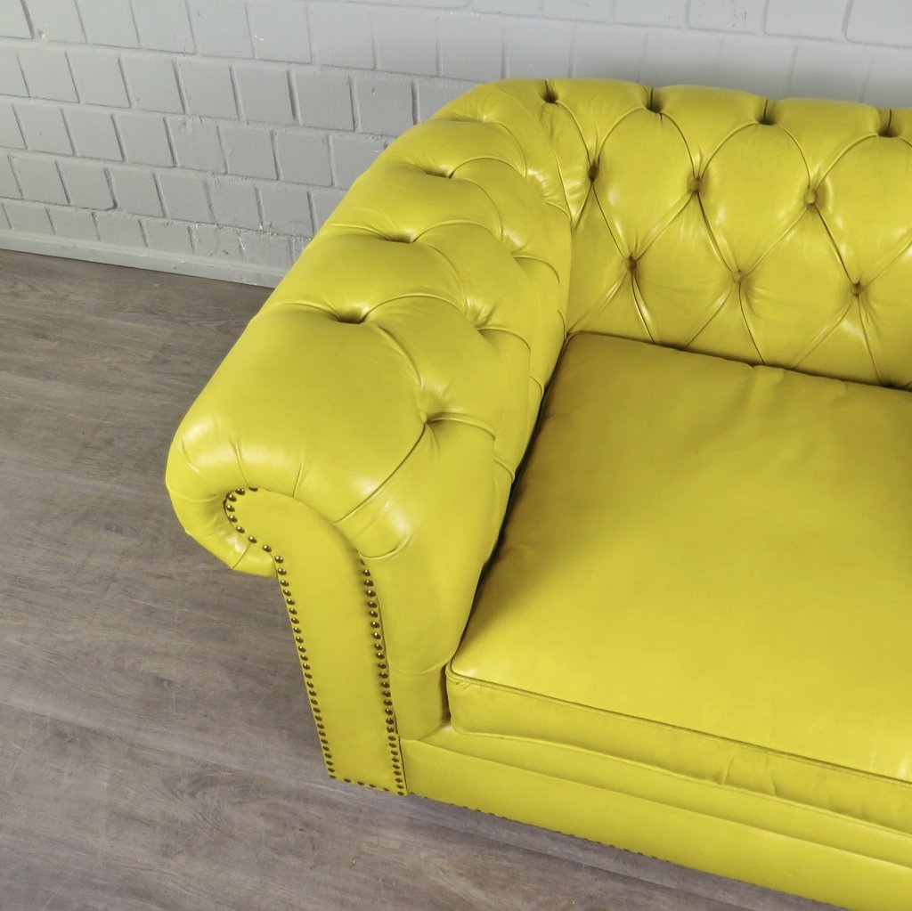 Chesterfield Sessel Leder Gelb