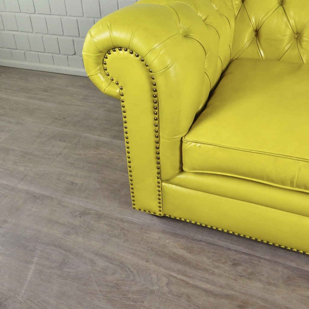 Chesterfield Sessel Leder Gelb