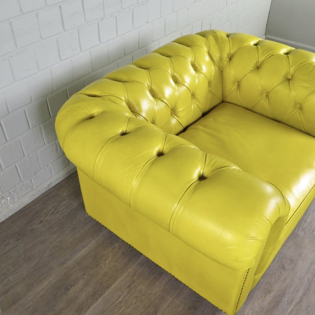 Chesterfield Sessel Leder Gelb